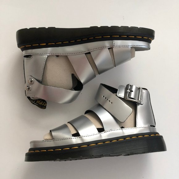 NWT Dr. Doc Martens silver Clarissa strappy chunky platform sandals - Picture 8 of 10